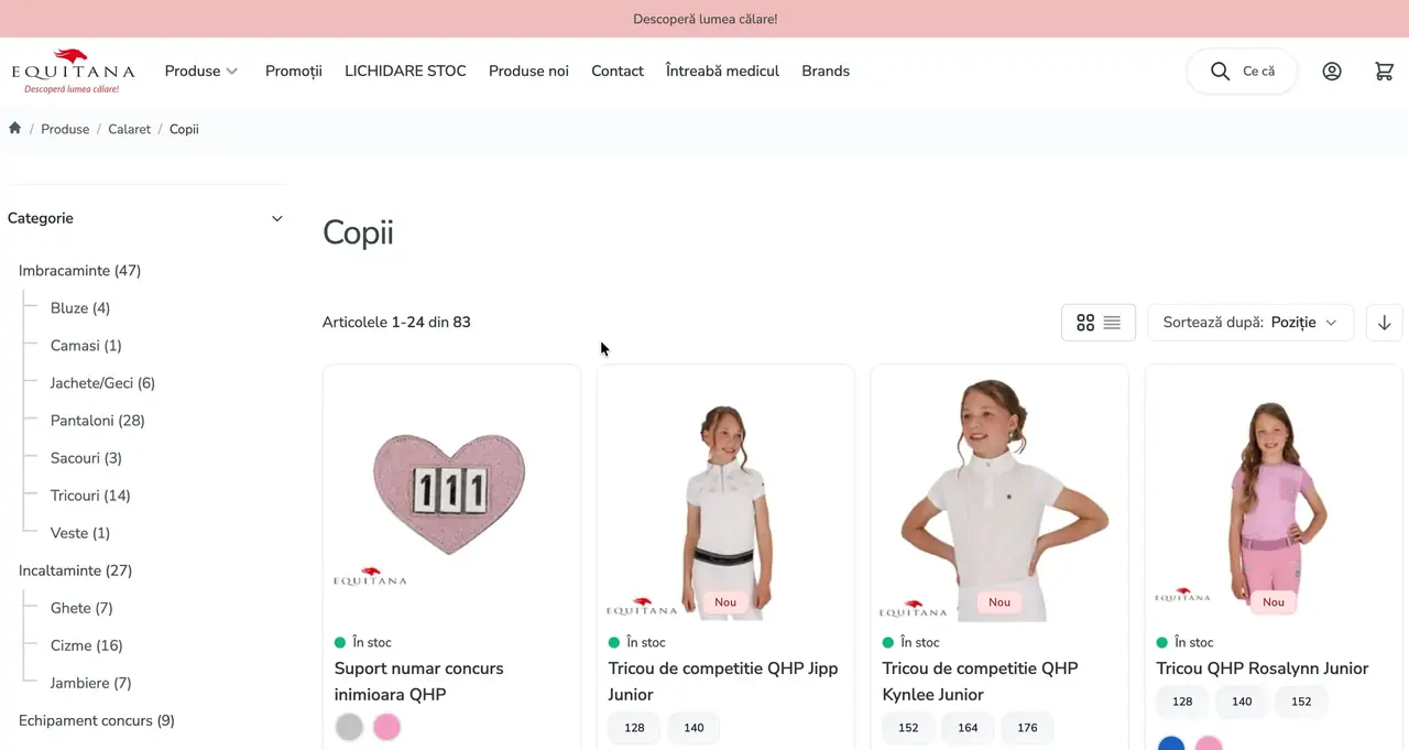 The same category on the new store