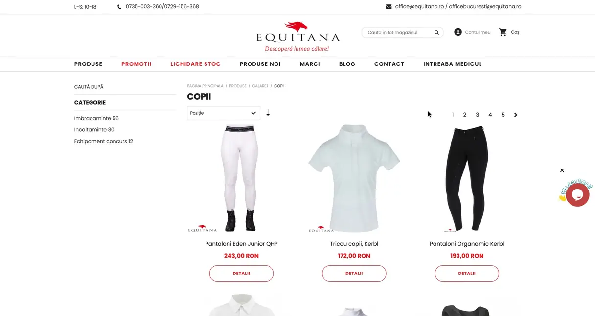 The Copii category on Magento 1